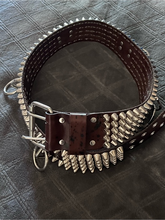 Other - Brown And Black Leather 5-Row Stud 5-Ring Bondage Belt Crust Punk DIY DBEAT